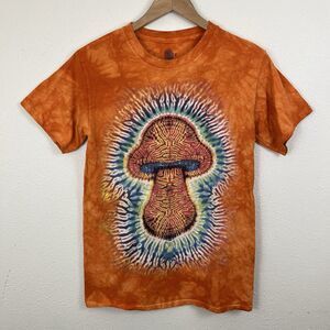 The Mountain Mushroom Tie Dye Short Sleeve Shirt Unisex S Small Orange